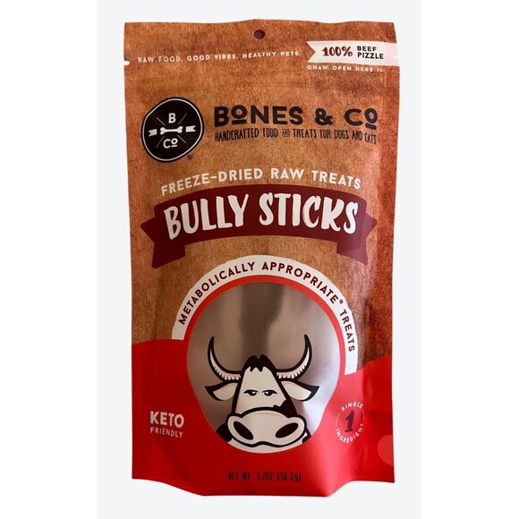 Bones & Co. Freeze Dried 100% Beef Pizzle Bully Sticks 1.7 oz Pack x 3 Packs - Picture 2 of 4